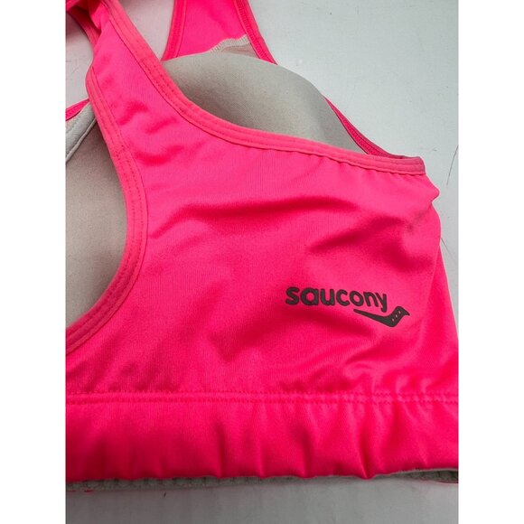 Saucony Womens Curve Crusader Athletic Sport Bra Size 38C Hot Pink Crossback - Picture 6 of 8